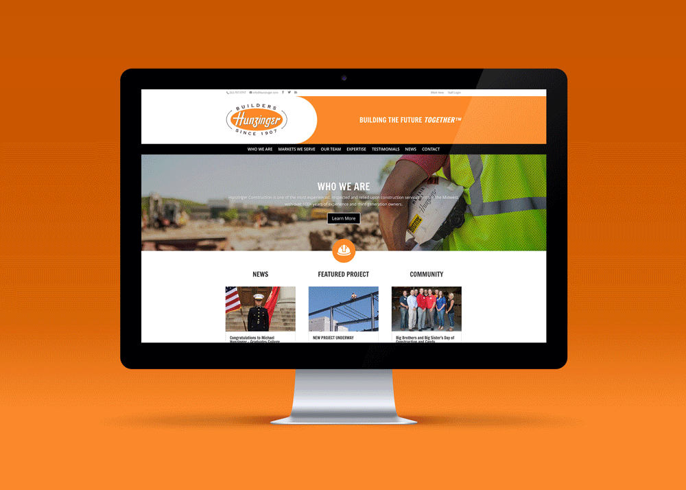 Hunzinger Construction Responsive Website wins 2014 CMA SUPER STAR Award for Best Website